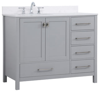 Iris 42" Single Bathroom Vanity, Gray With Backsplash