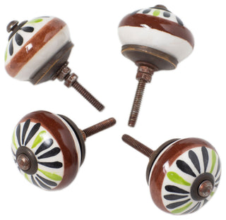 Knob-It Vintage Handpainted Ceramic Knobs, Set of 12, Blue/White/Gold