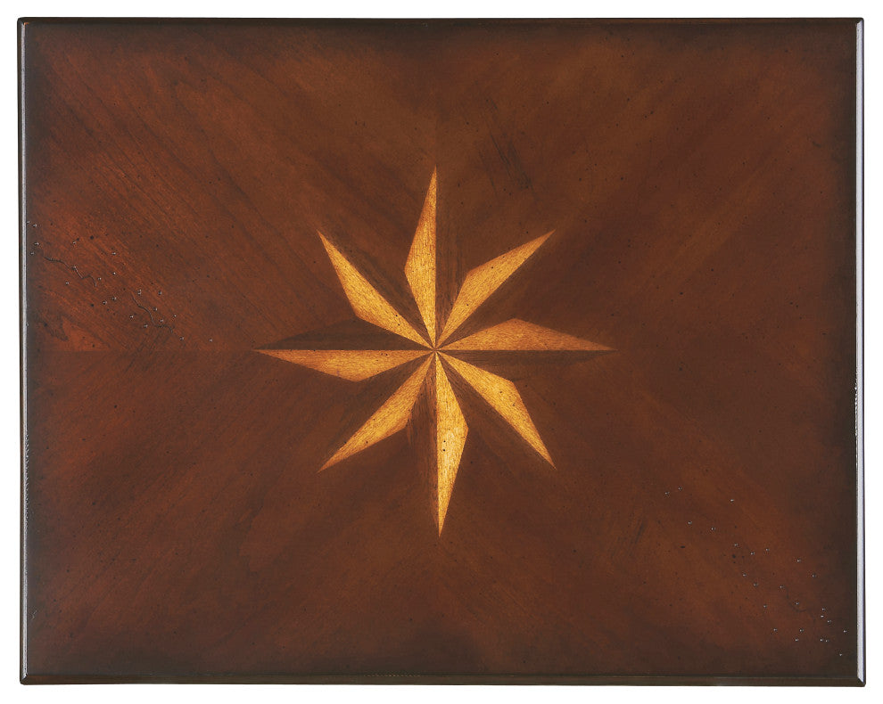 Tyler Solid Wood Inlay Accent Table, Dark Brown