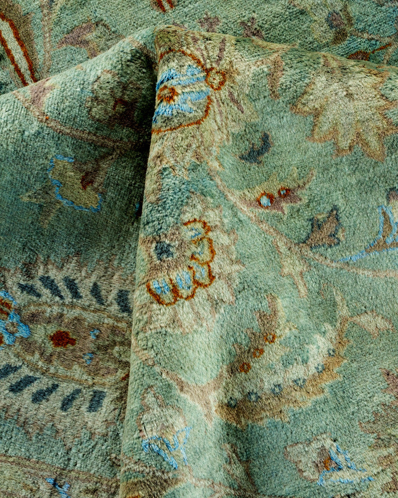 Fine Vibrance, One-of-a-Kind Hand-Knotted Area Rug Blue, 9' 2" x 12' 6"