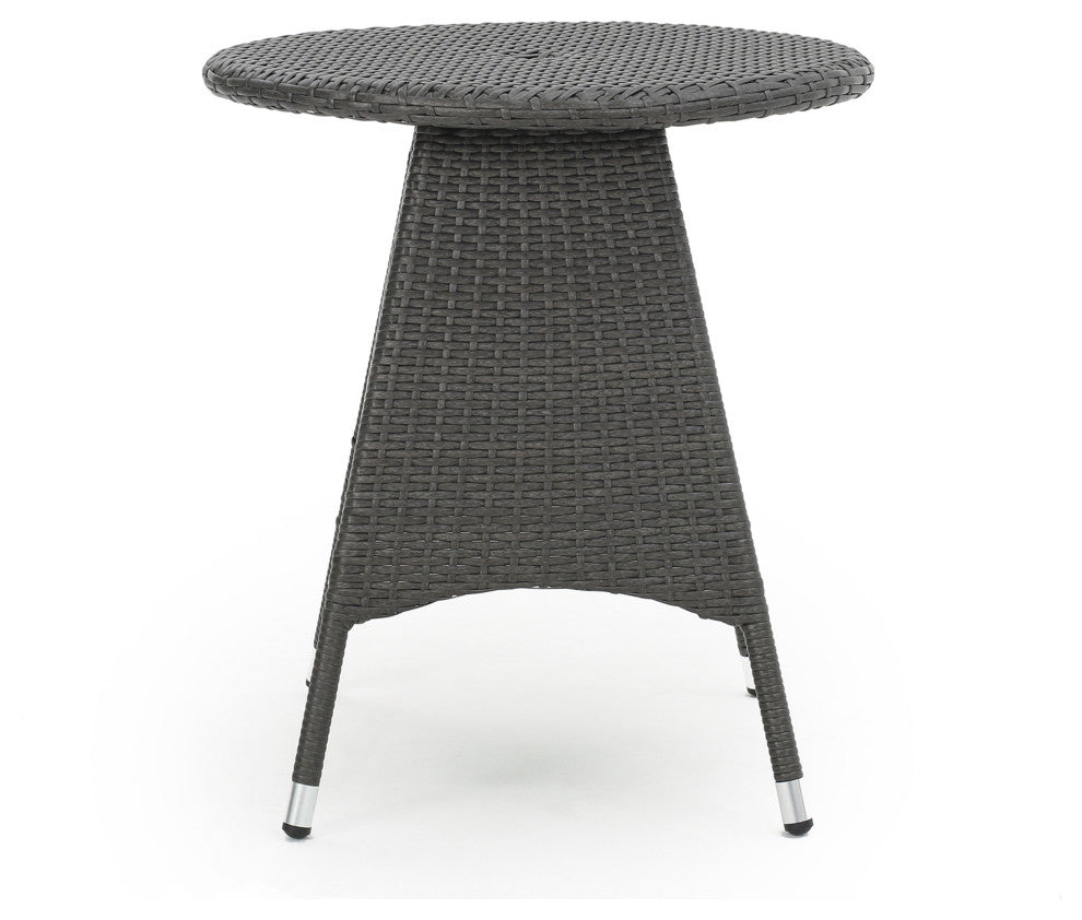 GDF Studio Colonial Outdoor Gray Wicker Round Bistro Table