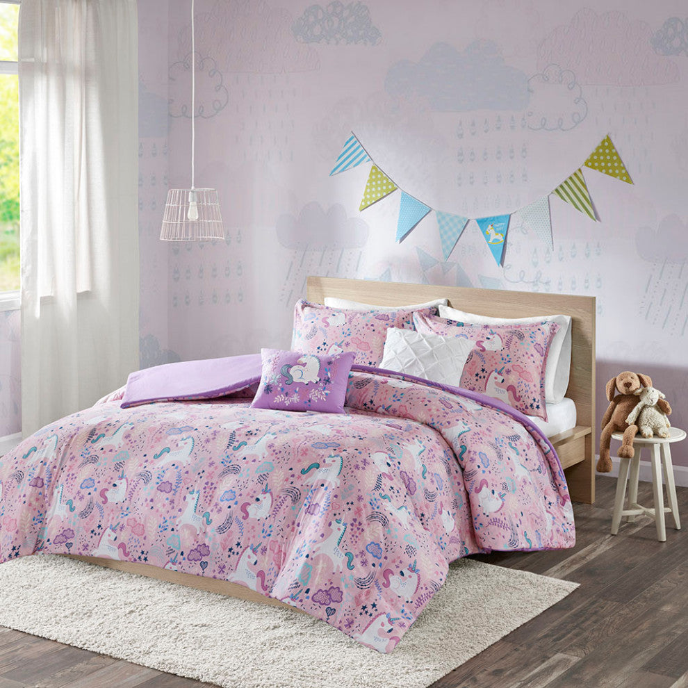 Urban Habitat Kids Lola Unicorn Cotton Duvet Cover Set, Pink