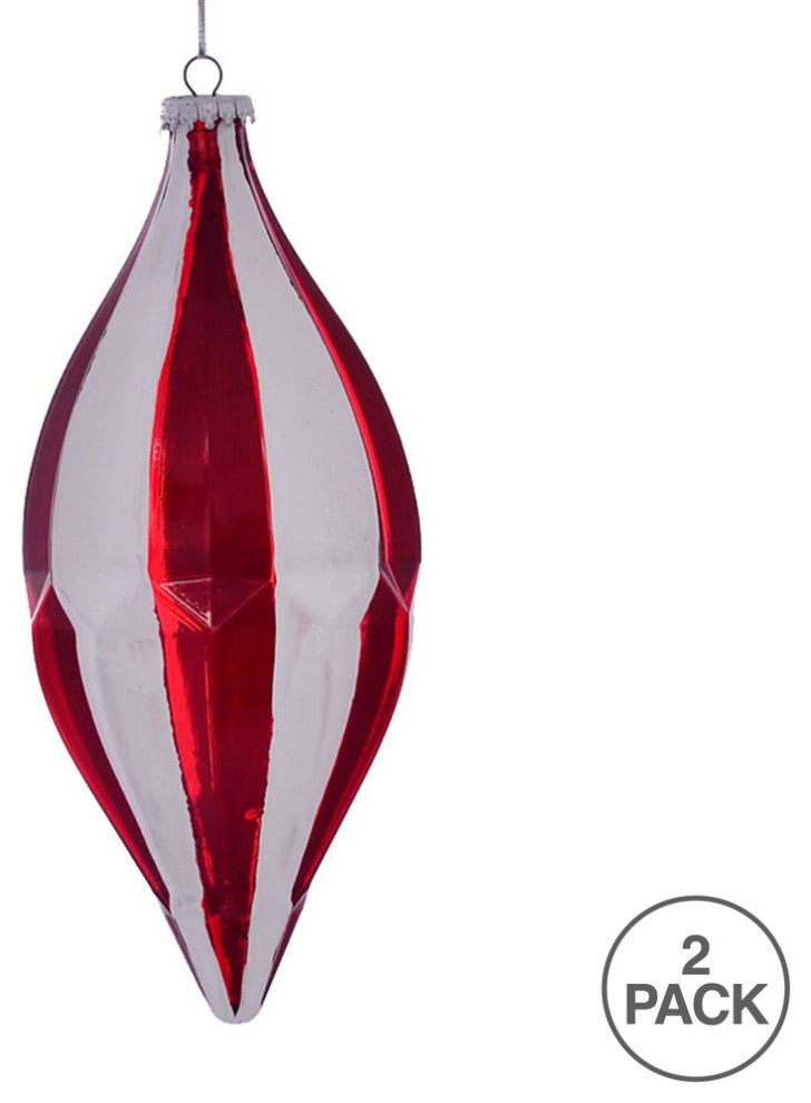 Vickerman Mc190325 10" Red White Stripe Shuttle Christmas Ornament, Pack of 2