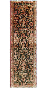 Fine Vintage Distressed Theron Charcoal/Beige Runner, 2'7 x 8'9