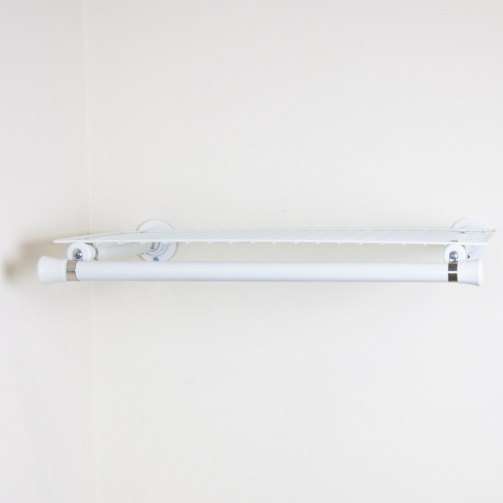 Single Shelf With Hanger, White, White