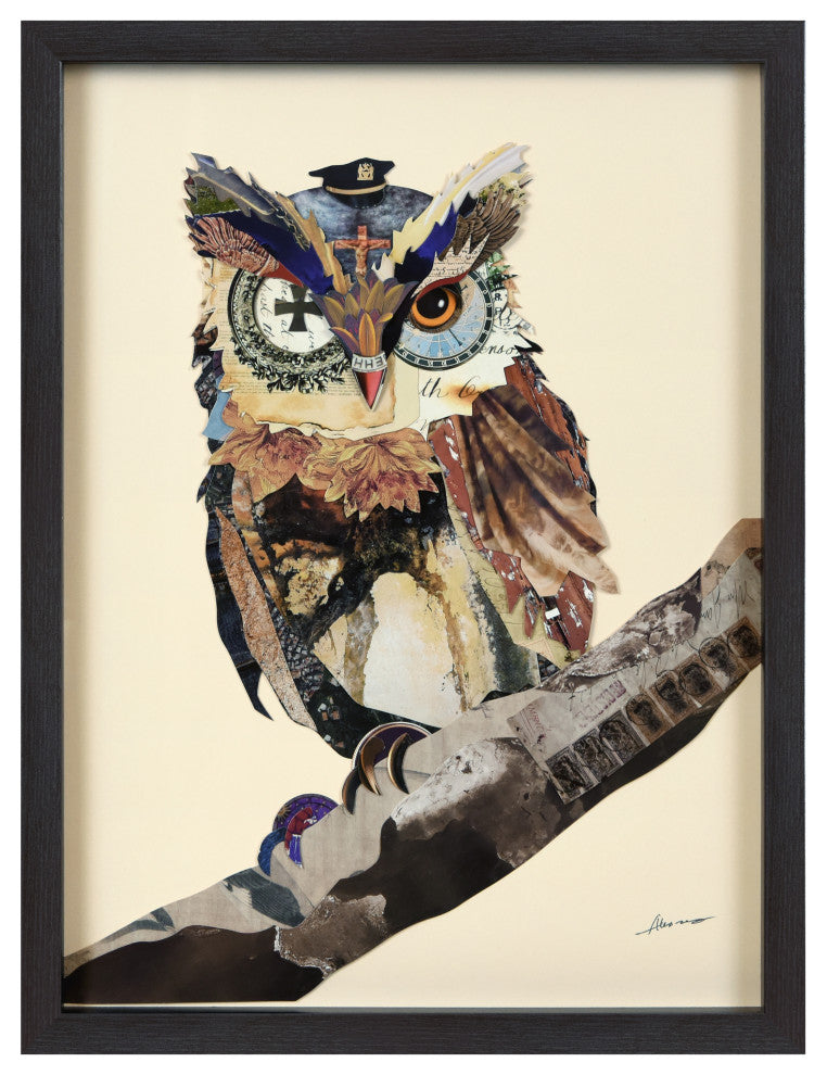 The Wisest Owl Dimensional Collage Wall Art Under Glass