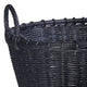 Set of 2 Large Black Rattan Storage Baskets Round Planter Cachepot 21 18 in