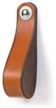 Leather Drawer Pull, The Hawthorne, Honey, Large, Nickel