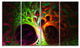 Magical Green Psychedelic Tree, Abstract Art on Canvas, 48"x28", 4 Panels