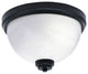 12" 2-Light Flush Mount Light, Matte Black, White Marble Glass