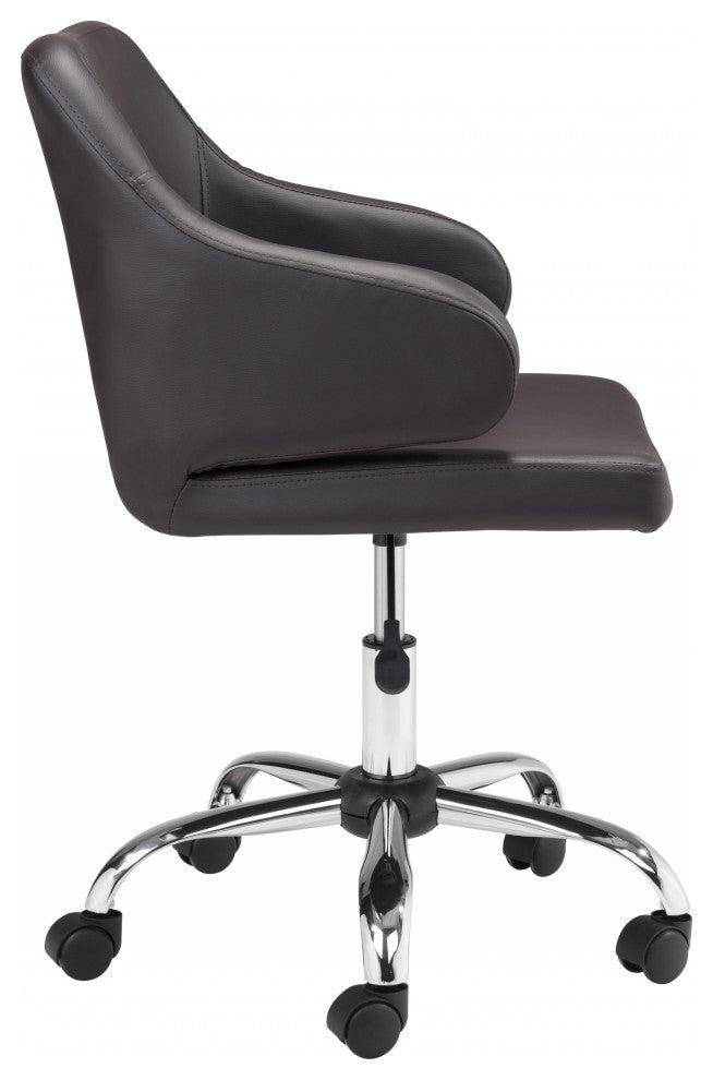 Espresso Mid Century Mod Faux Leather Office Chair