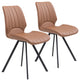 Set of Two Patterned Light Brown Dining Chairs