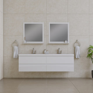 Paterno 72" Double Wall Mounted Bathroom Vanity With Sink, White