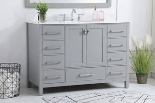Iris 48" Single Bathroom Vanity, Gray With Backsplash