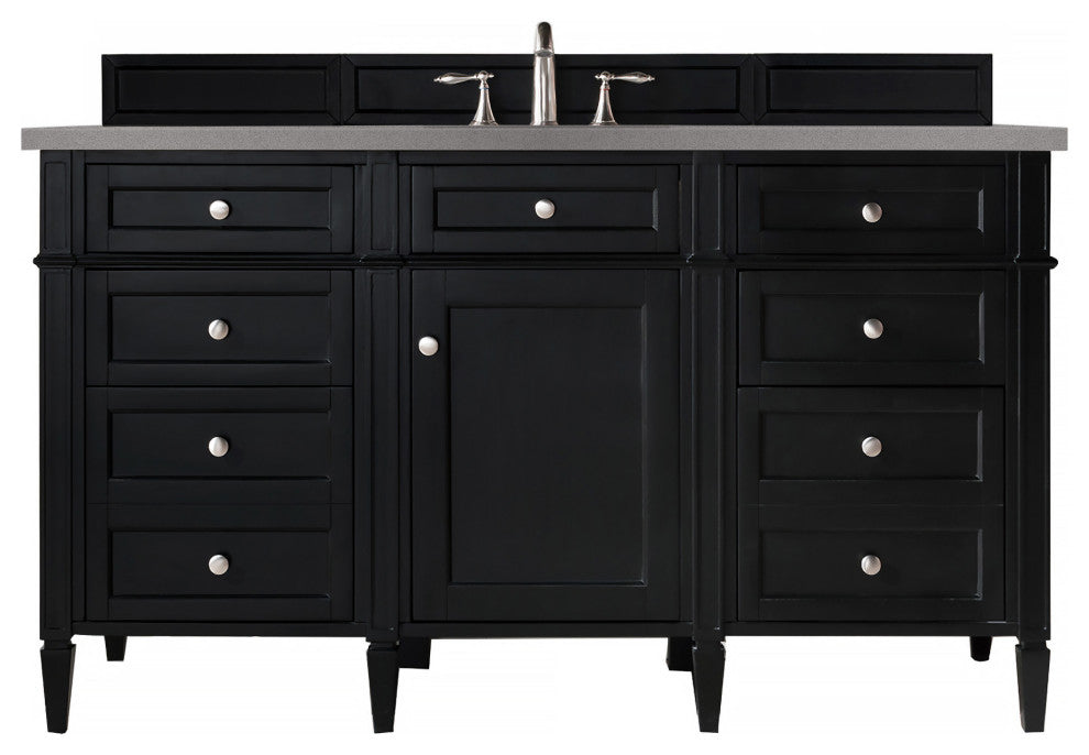 Brittany 60" Single Vanity, Black Onyx, Grey Expo Quartz