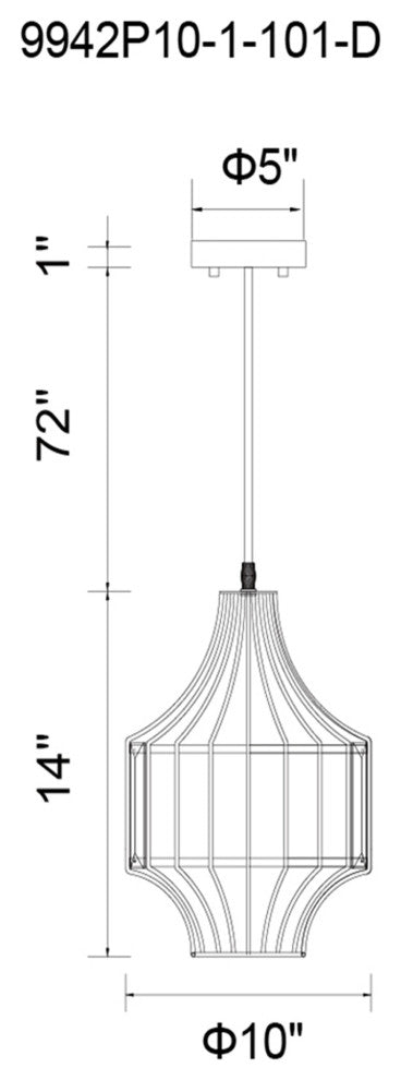 Alethia 1 Light Down Pendant With Black Finish