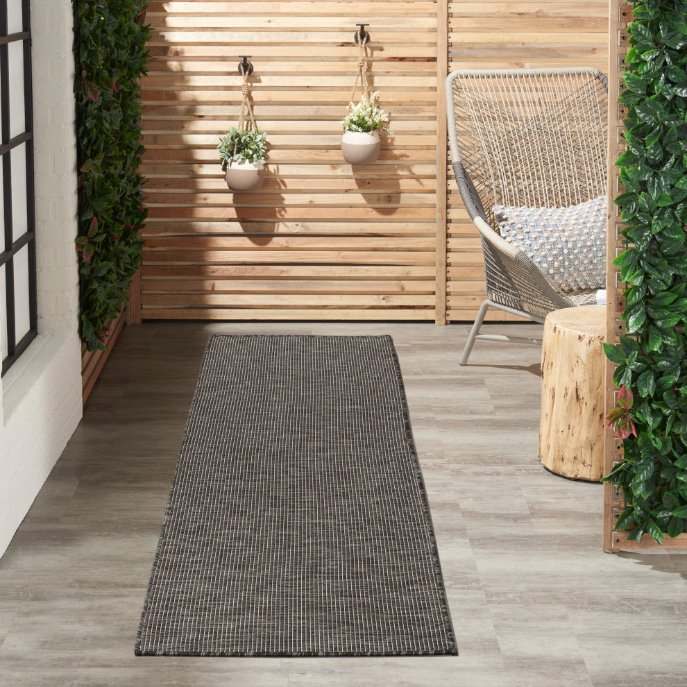 Nourison Positano Contemporary Area Rug, Charcoal, 2'2"x8' Runner