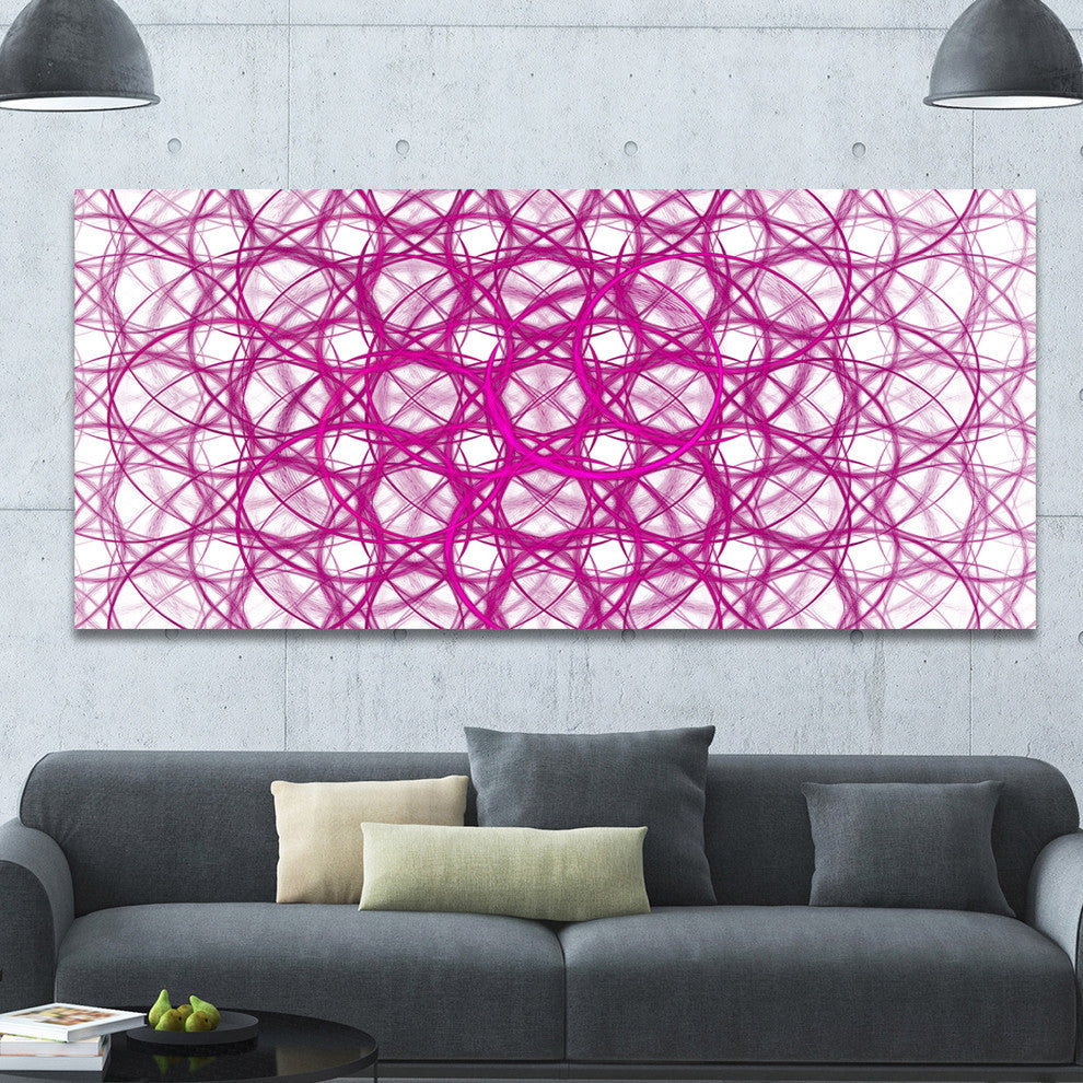 Pink Unusual Metal Grill, Oversized Abstract Canvas Wall Art, 60x28