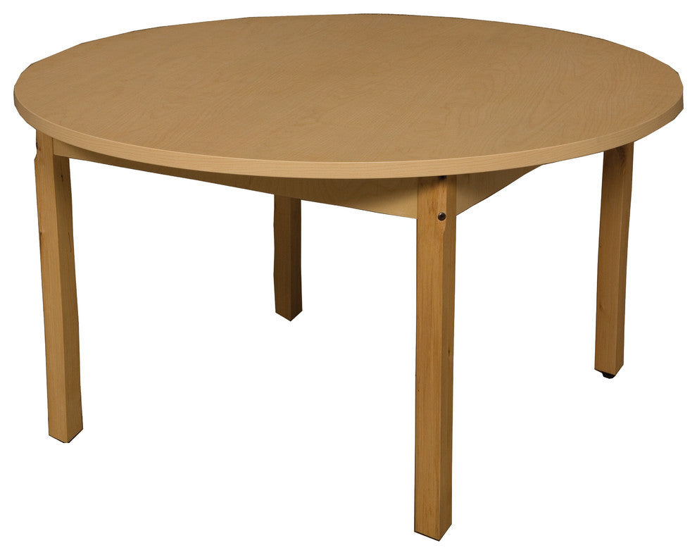 Round High Pressure Laminate Table With Hardwood Legs, 29"
