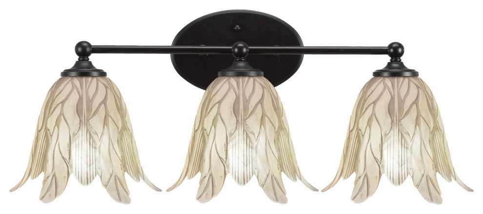 Capri 3-Light Bath Bar, Matte Black/Vanilla Leaf