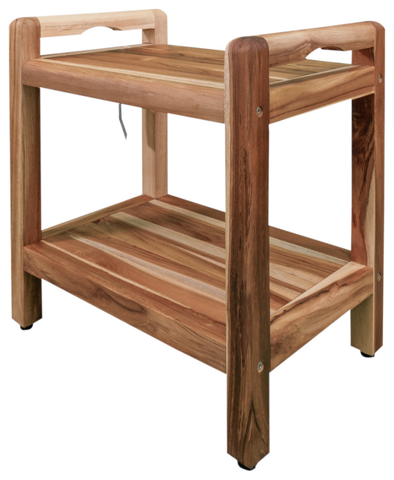 EcoDecors EarthyTeak Classic Shower Bench, Shelf and LiftAide Arms, 18"