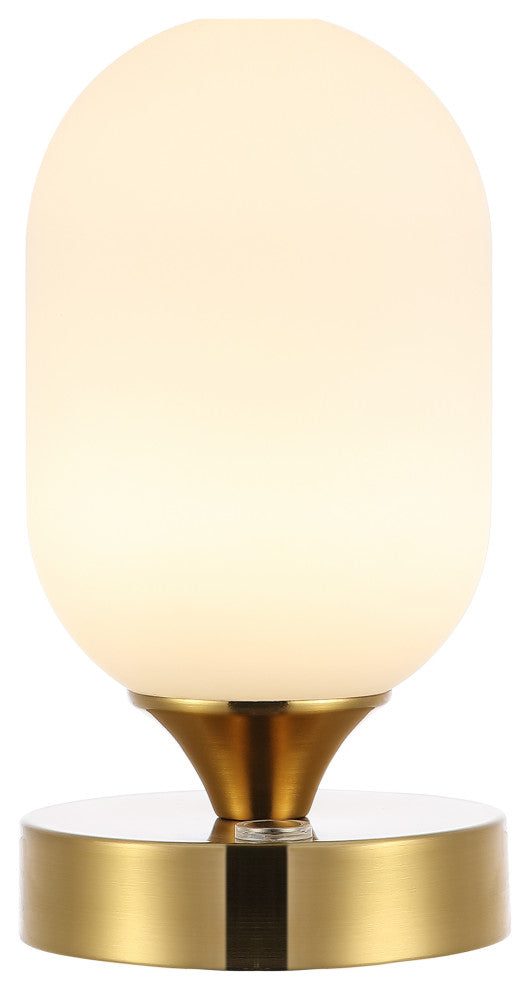 Eli 8" Bohemian Farmhouse Iron Rechargeable Integrated LED Table Lamp, Gold