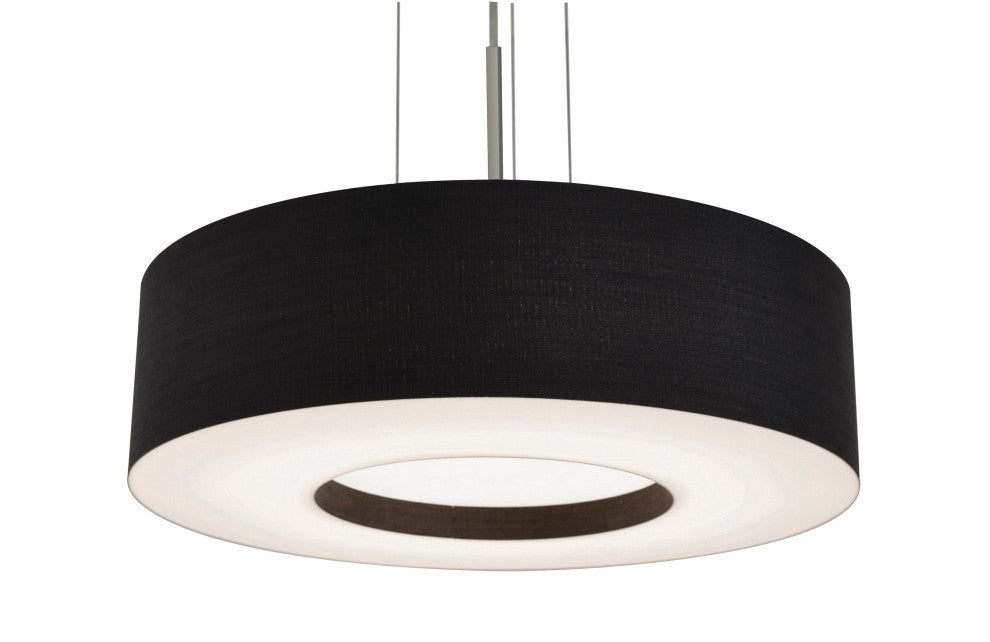 Montclair LED Pendant, Satin Nickel Finish, Black Shade, 15"