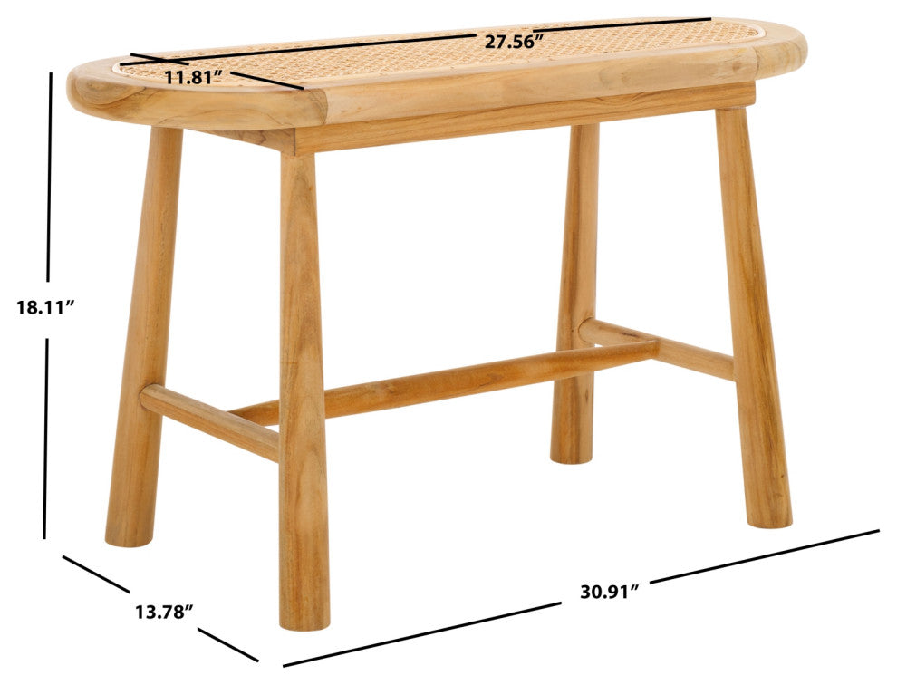 Safavieh Anikka Rattan Bench, Natural