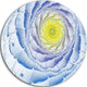 Fractal Flower Blue Yellow Digital Art, Flower Disc Metal Artwork, 36"