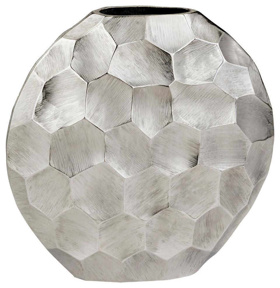 Facetado Round Silver Vase