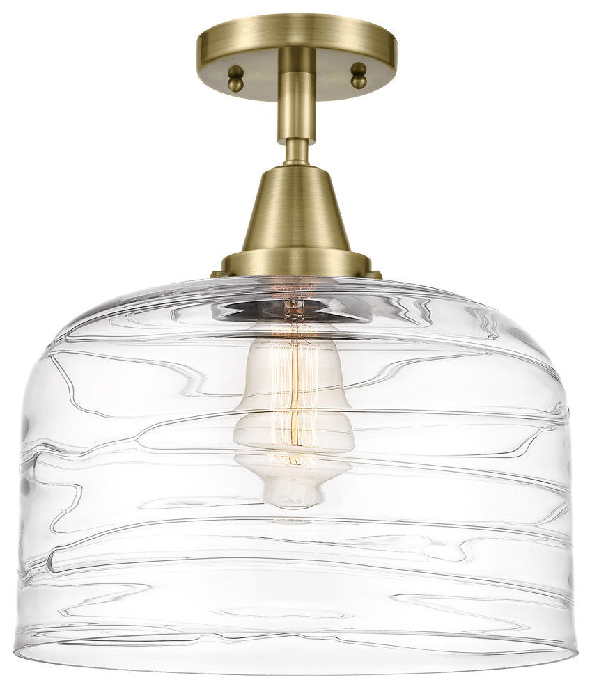 Caden X-Large Bell Flush Mount, Antique Brass, Clear Deco Swirl