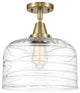 Caden X-Large Bell Flush Mount, Antique Brass, Clear Deco Swirl