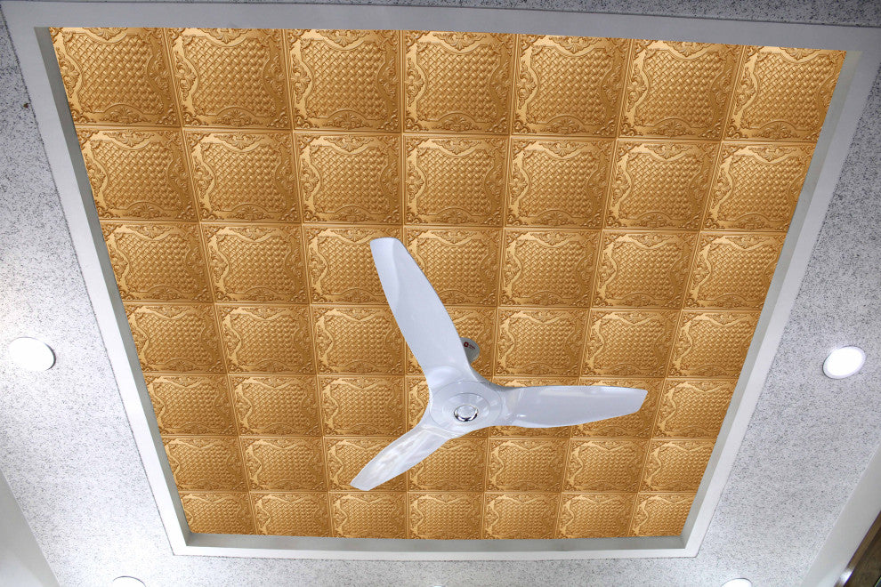Gold 3D Ceiling Panels, 2'x2', 40 Sq Ft, Pack of 10