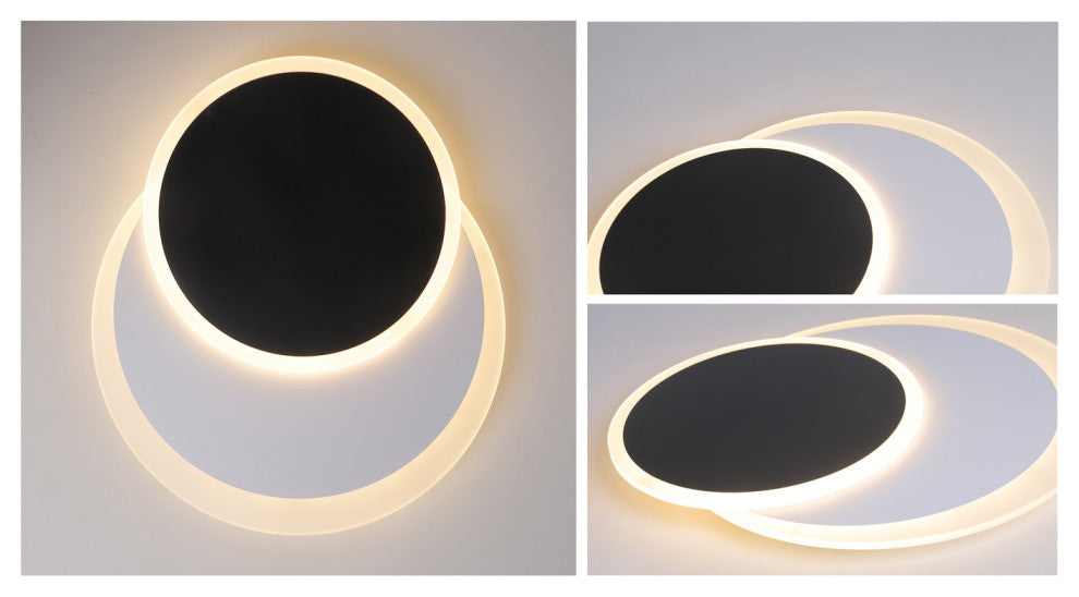 2-Light Unique LED Flush Mount Light Geometric Ceiling Light, Black/White