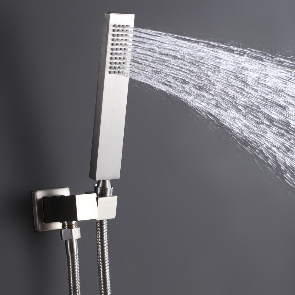 Luxury Thermostatic Shower System with Rough-in Valve & Waterfall Showerhead, Br