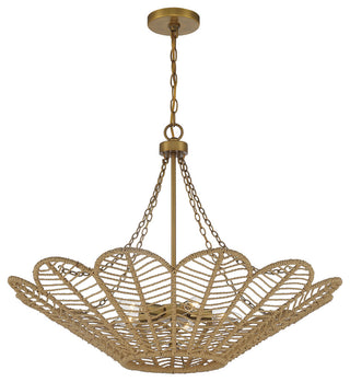 Cyperas 5-Light Pendant, Warm Brass and Rope