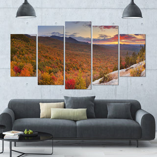 Endless Forests in Fall Panorama, Landscape Canvas Art Print, 60"x32", 5 Panels