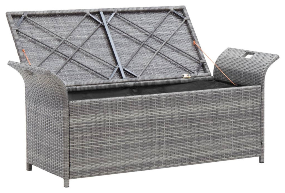 Vidaxl Storage Bench With Cushion Gray 54.3" Poly Rattan