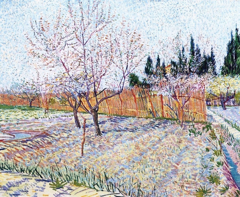 Vincent Van Gogh Orchard With Peach Trees in Blossom Wall Decal