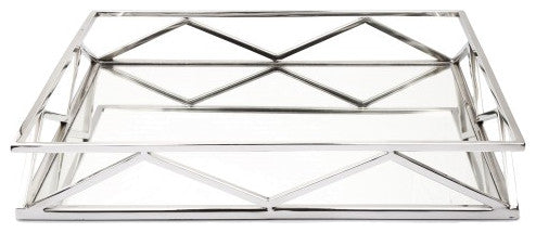 Oblong Mirror Tray with V-design