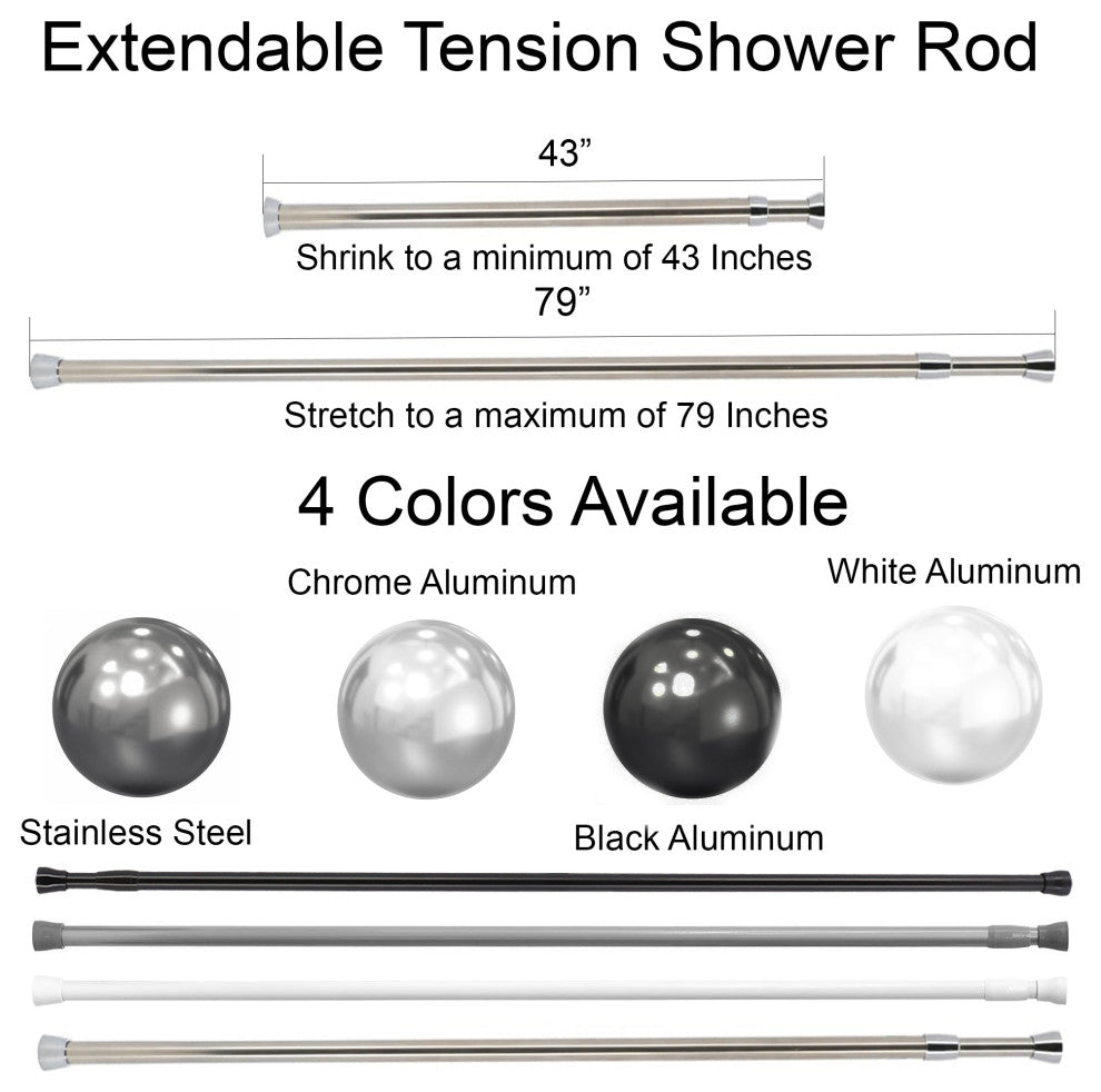 Tension Adjustable Shower Curtain Rod 43-79 Inches, Stainless Steel Chrome