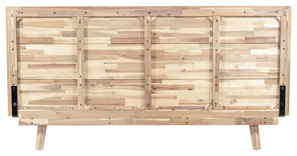 Gia Acacia Wood Panel Bed, Light Brown, Queen