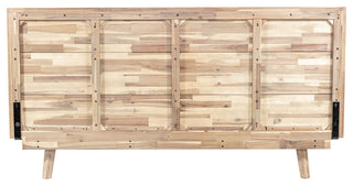 Gia Acacia Wood Panel Bed, Light Brown, Queen