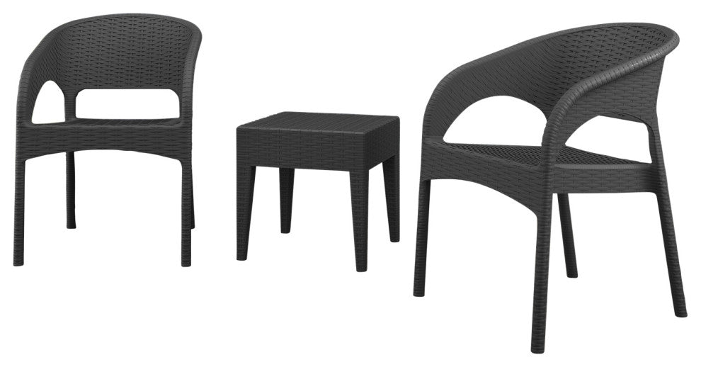 Compamia Panama 3-Piece Patio Seating Set, Dark Gray