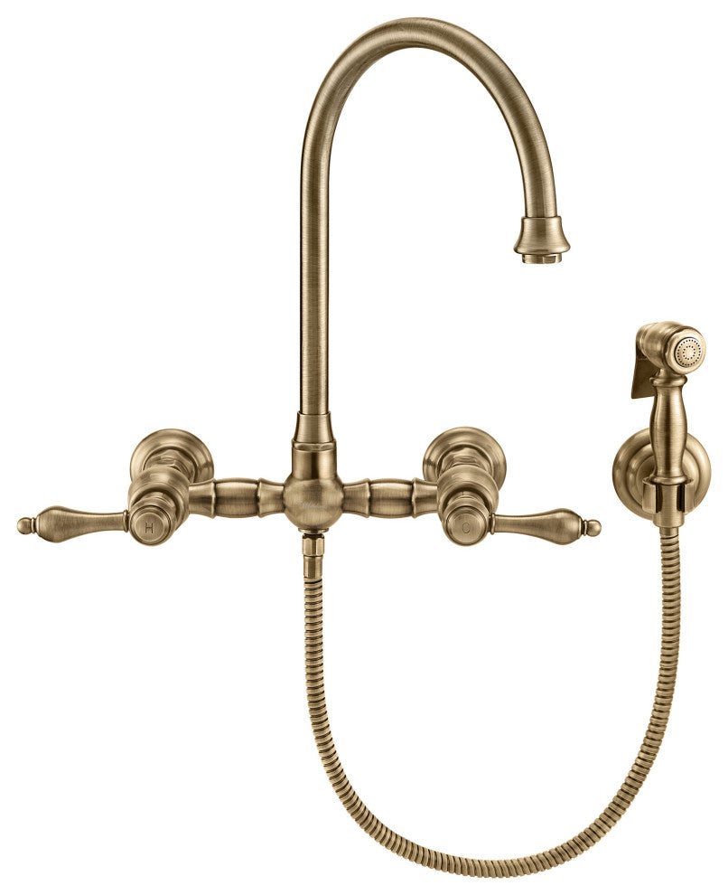 Vintage III Plus Wall Mount Faucet With a Long Gooseneck Swivel Spout, Lever Ha