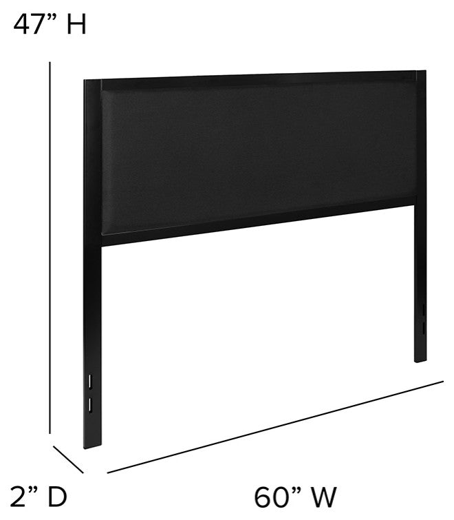 Melbourne Metal Upholstered Headboard - Modern Headboard, Black-Queen