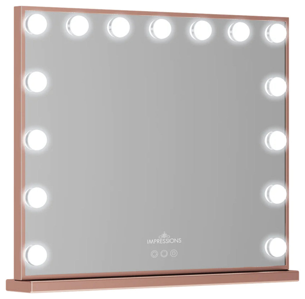 Hollywood Aurora  Tri tone Vanity Mirror with Bluetooth, Rose Gold