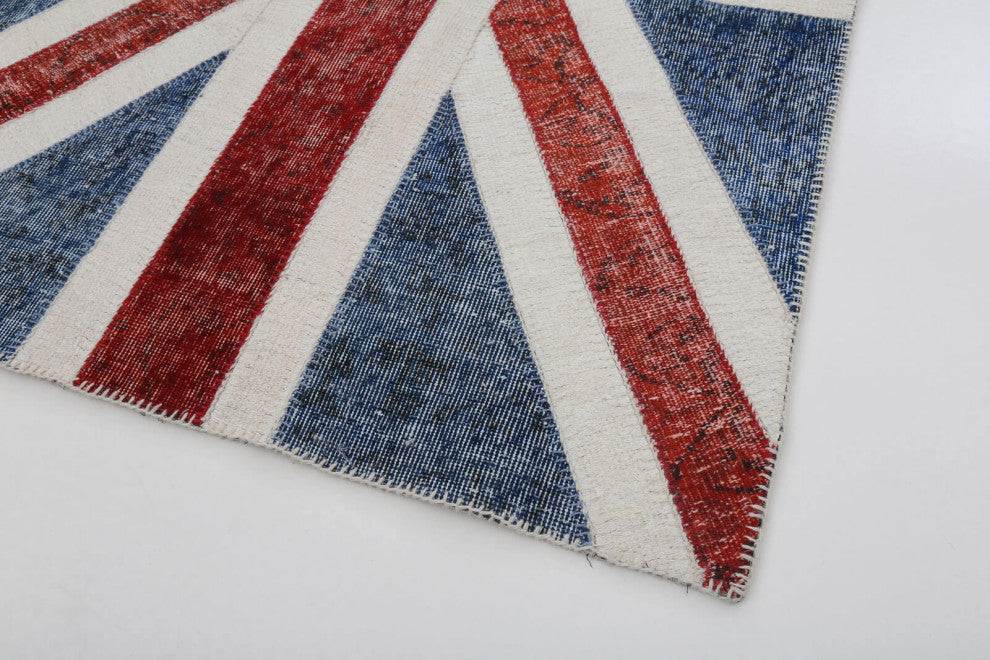 Rug N Carpet - Handwoven Oriental 4' 0'' x 6' 0'' Flag Patchwork Rug