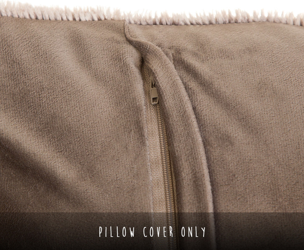Faux Fur Throw Pillow 18"X18" (Cover Only), Grey Mink Plush Rabbit Hair
