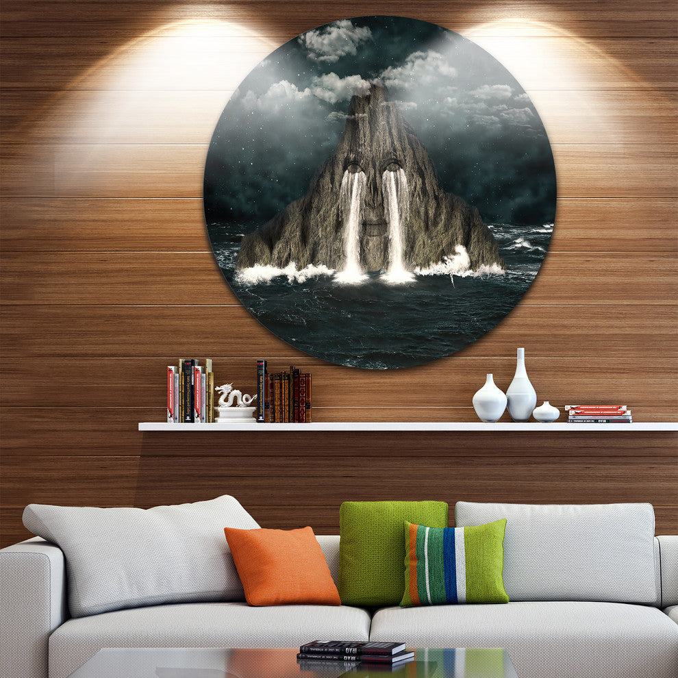 Sea Of Tears, Abstract Digital Art Disc Metal Artwork, 11"